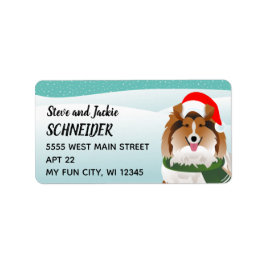 Sheltie Santa Hat Holiday Adres Etiket