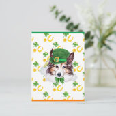 Sheltie Shamrock St. Patricks Day Feestdagenkaart (Staand voorkant)