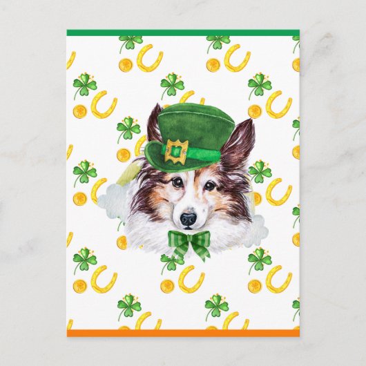 Sheltie Shamrock St. Patricks Day Feestdagenkaart (Voorkant)