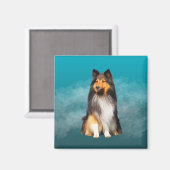 Sheltie Shetland Sheepdog Art Portret Magneet (Voorkant / Achterkant)