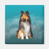 Sheltie Shetland Sheepdog Art Portret Magneet (Voorkant)