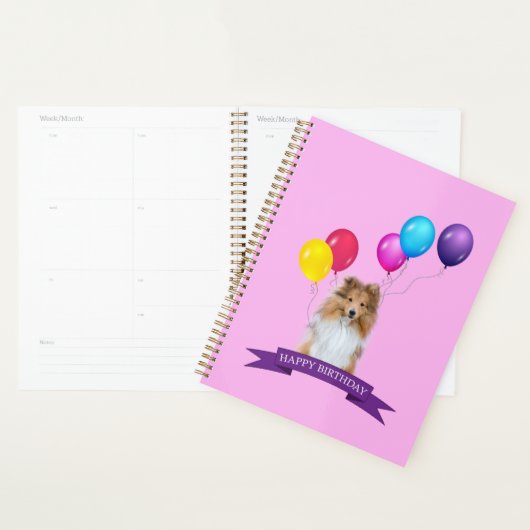 Sheltie Shetland Sheepdog Joyeux cadeau d'annivers (Devant avec enveloppe)