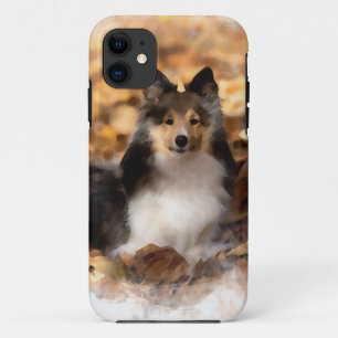 Sheltie Shetland Sheepdog kunstschilderij iPhone 11 Hoesje