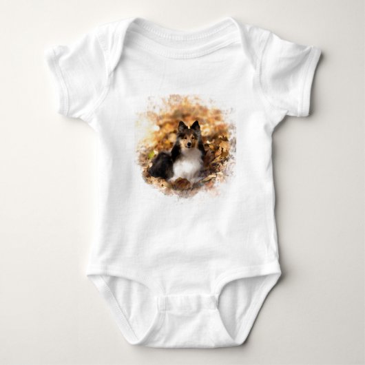 Sheltie Shetland Sheepdog kunstschilderij Romper (Voorkant)