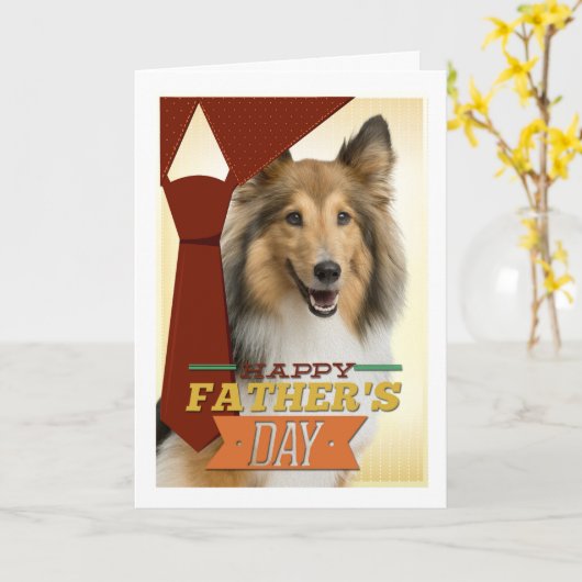 Sheltie Vaderdag Kaart (Gele Bloem)