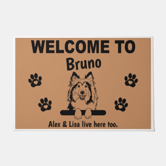 Sheltie Welcome Personalized Custom Fußmatte  Deurmat (Voorkant)