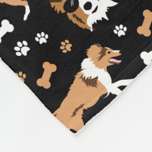 Shelties Shetland Sheepdog Cute Dogs Pawprint Flee Fleece Deken (Hoek)