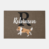 Shelties Shetland Sheepdog Monogram Achternaam Deurmat (Voorkant)