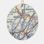 Shelton CT Map Keramisch Ornament (Links)