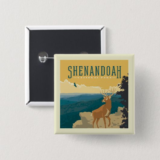 Shenandoah National Park | Deer Vierkante Button 5,1 Cm (Voorkant /achterkant)