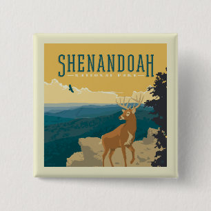 Shenandoah National Park   Deer Vierkante Button 5,1 Cm