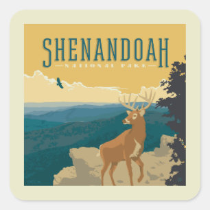 Shenandoah National Park Deer Vierkante Sticker