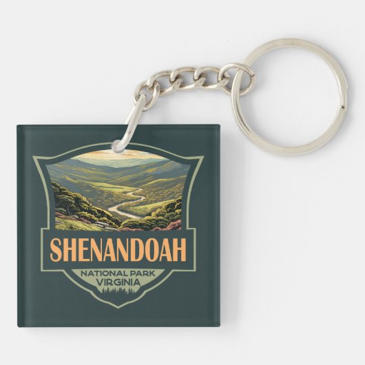 Shenandoah National Park Illustratie Reizen Retro Sleutelhanger (Achterkant)