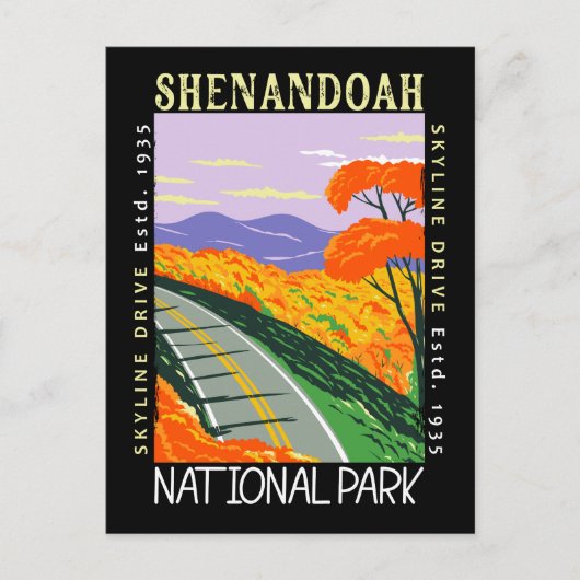 Shenandoah National Park Skyline Drive Distress Briefkaart (Voorkant)