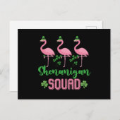 Shenanigan Squad Flamingo Leprechaun St Patrick's Briefkaart (Voorkant / Achterkant)