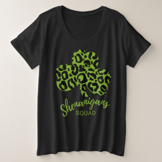 Shenanigan Squad St Patrick's Day Leopard Shamrock Grote Maat T-shirt