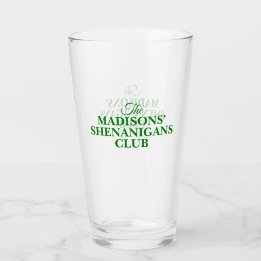 Shenanigan St Patricks Family Name Glas (Voorkant)