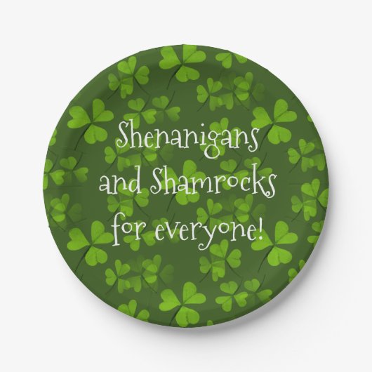 Shenanigans and Shamrocks Pattern St Patrick's Day Papieren Bordje (Voorkant)