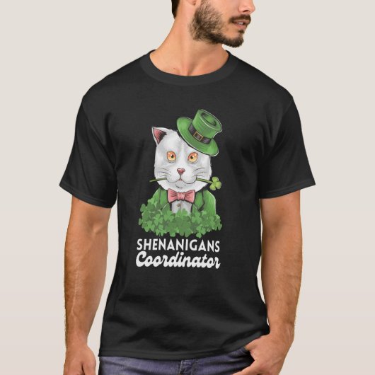 Shenanigans Coordinator Teacher Cat St Patricks Da T-shirt (Voorkant)