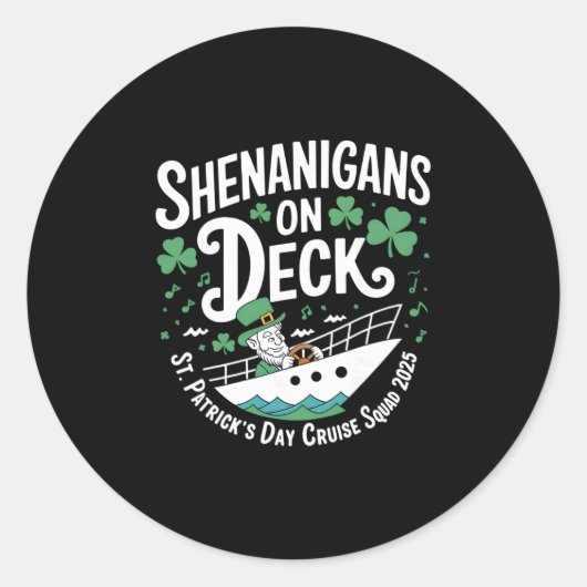 Shenanigans Deck St. Patrick's Day Cruise 2025 Ronde Sticker (Voorkant)