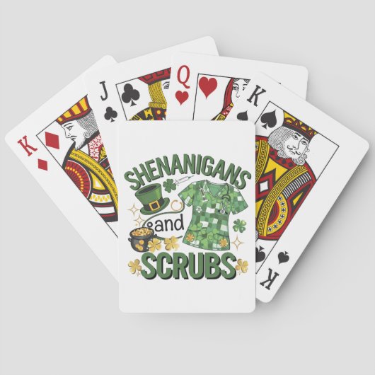 Shenanigans en Scrubs Funny Nursing St Patrick's Pokerkaarten (Achterkant)