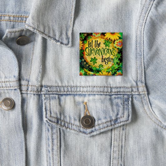 Shenanigans en Shamrocks Vierkante Button 5,1 Cm (In situ)