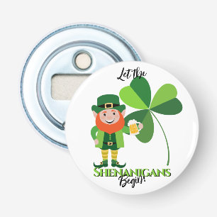 Shenanigans Kabouter Klaver St. Patrick's Dag Button Flesopener