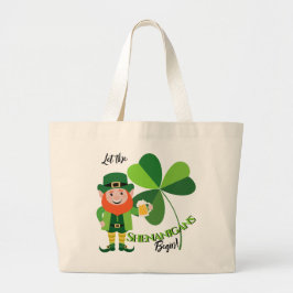 Shenanigans Leprechaun Shamrock St Patrick’s Day Grote Tote Bag