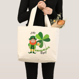 Shenanigans Leprechaun Shamrock St. Patrick's Dag Grote Tote Bag