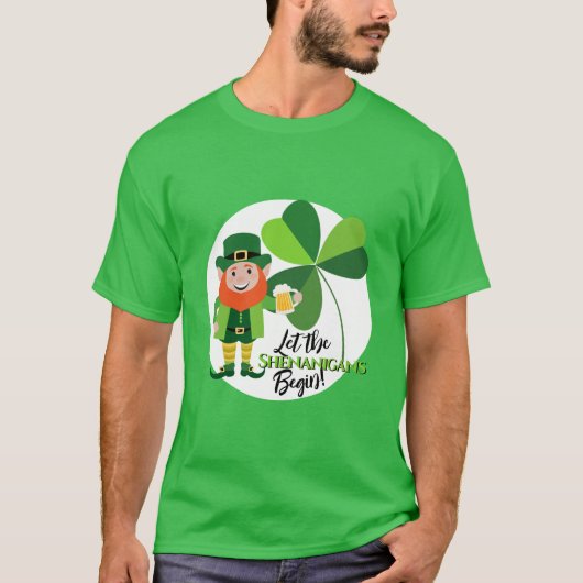 Shenanigans Leprechaun Shamrock St Patrick's Day T-shirt (Voorkant)
