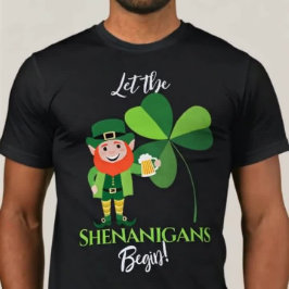 Shenanigans Leprechaun Shamrock St Patrick's Day T-shirt