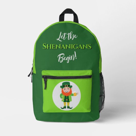 Shenanigans Leprechaun St Patrick's Day Bedrukte Rugzak (Voorkant)