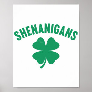 Shenanigans Shamrock St. Patrick's Dag Retro Poster