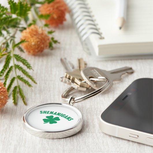 Shenanigans Shamrock St. Patrick's Day Retro Sleutelhanger (Zijkant)