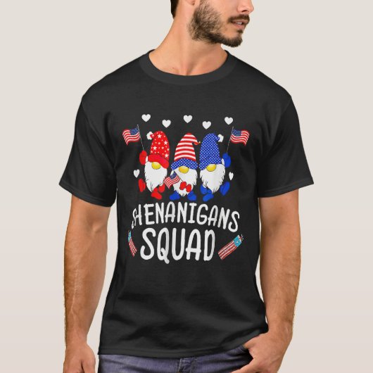Shenanigans Squad 4th Of July Gnomes USA Independe T-shirt (Voorkant)