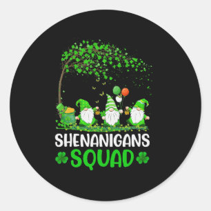 Shenanigans Squad Gnome Shamrock St Patricks Day Ronde Sticker