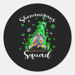 Shenanigans Squad Gnomen Autism St Patrick's Day Ronde Sticker