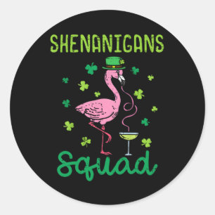 Shenanigans Squad Irish Flamingo St Patricks Day b Ronde Sticker