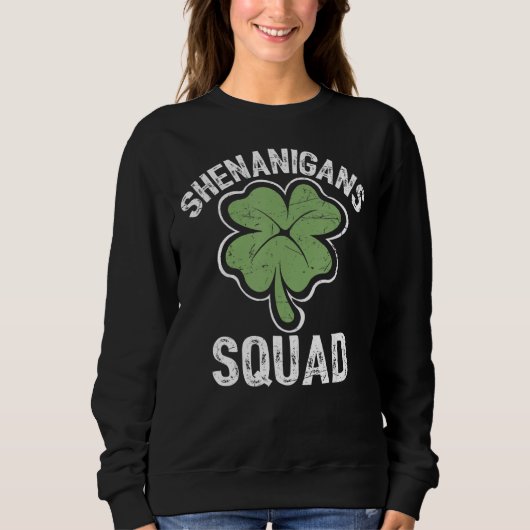 Shenanigans Squad Irish Shamrock Funny St Patrick Trui (Voorkant)
