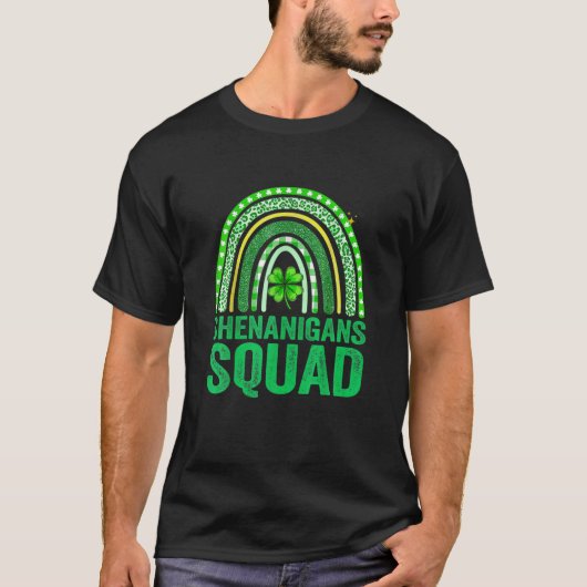 Shenanigans Squad Rainbow Leopard St Patrick Day T-shirt (Voorkant)