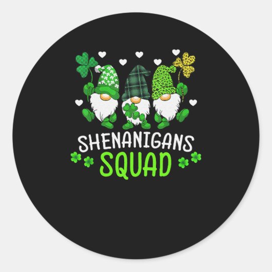 Shenanigans Squad Saint Patricks Day Gnomes Ronde Sticker (Voorkant)
