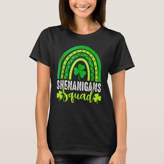 Shenanigans Squad St Patrick's Day Rainbow Shamroc T-shirt (Voorkant)