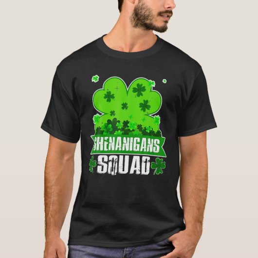 Shenanigans Squad St Patricks Day Shamrock Clover T-shirt (Voorkant)