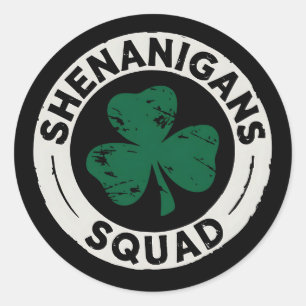 Shenanigans Squad St Patrick's Day Shamrock Ronde Sticker