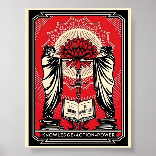Shepard Fairey Scherm Print Kennis Actie Rood (Voorkant)