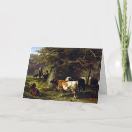 Shepherd en Koe Herd bij de Pond Bedankkaart