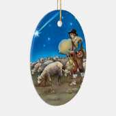 Shepherd en schapen keramisch ornament (Rechts)