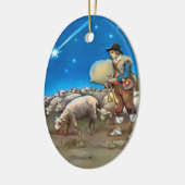 Shepherd en schapen keramisch ornament (Links)
