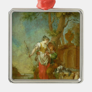 Shepherd en Shepherdess Metalen Ornament
