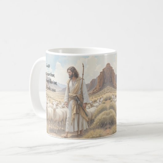 Shepherd goes before them Bible Scripture Koffiemok (Voorkant links)